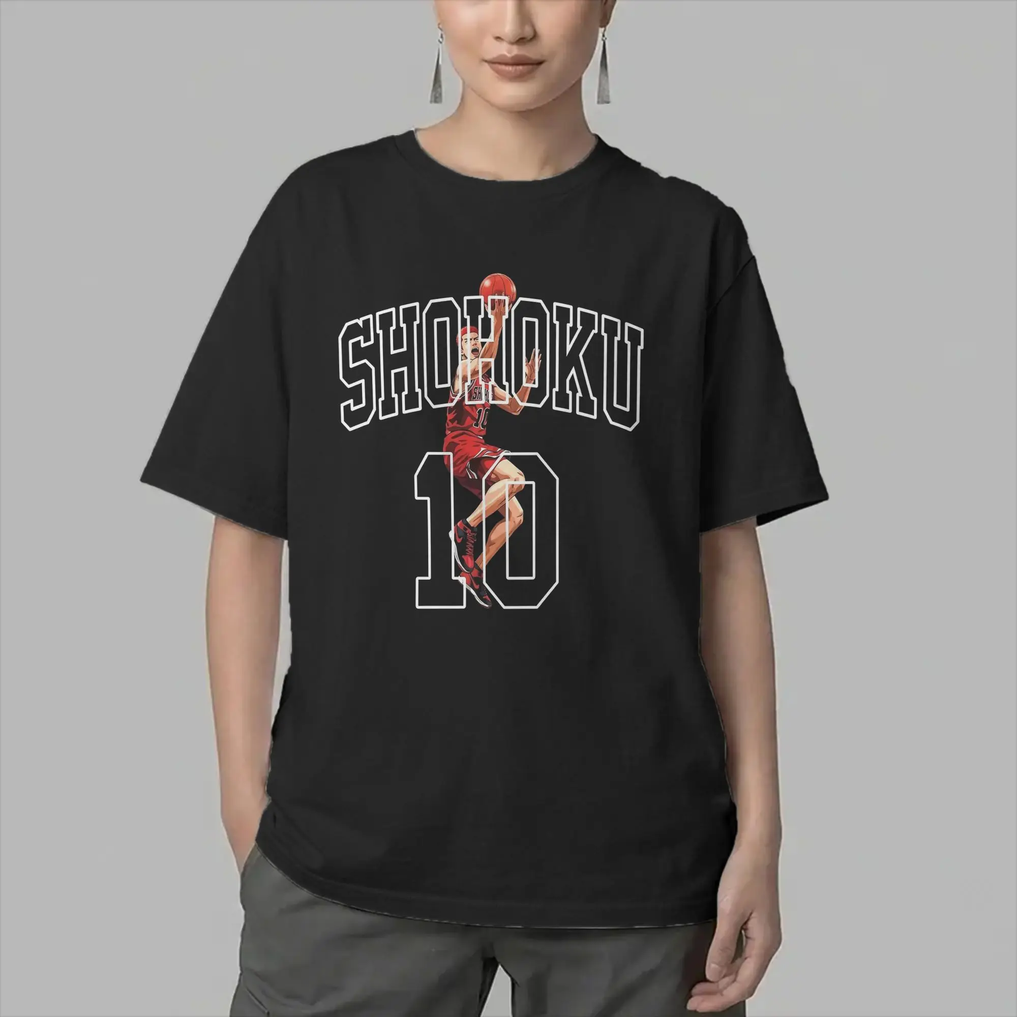 Shohoku Slams Dunks Anime Men's T Shirt  Hipster Tees Short Sleeve Crewneck T-Shirts Cotton 4XL 5XL 6XL Tops