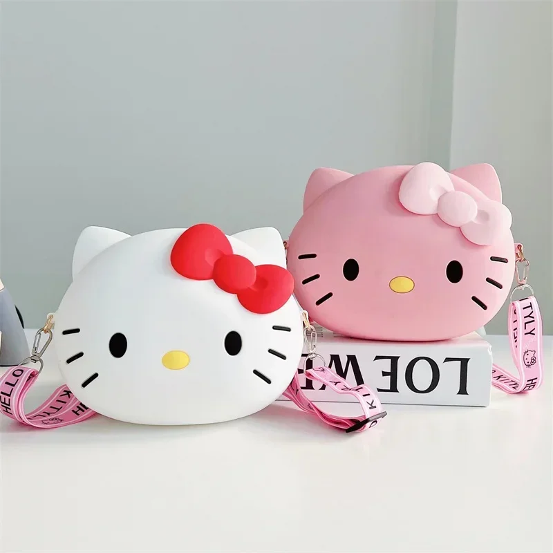 

Sanrio Hello Kitty Silicone Zero Wallet Cute Girl&Child Cartoon Messenger Bag Kawaii Bluetooth Earphone Bag Holiday Gifts Toys