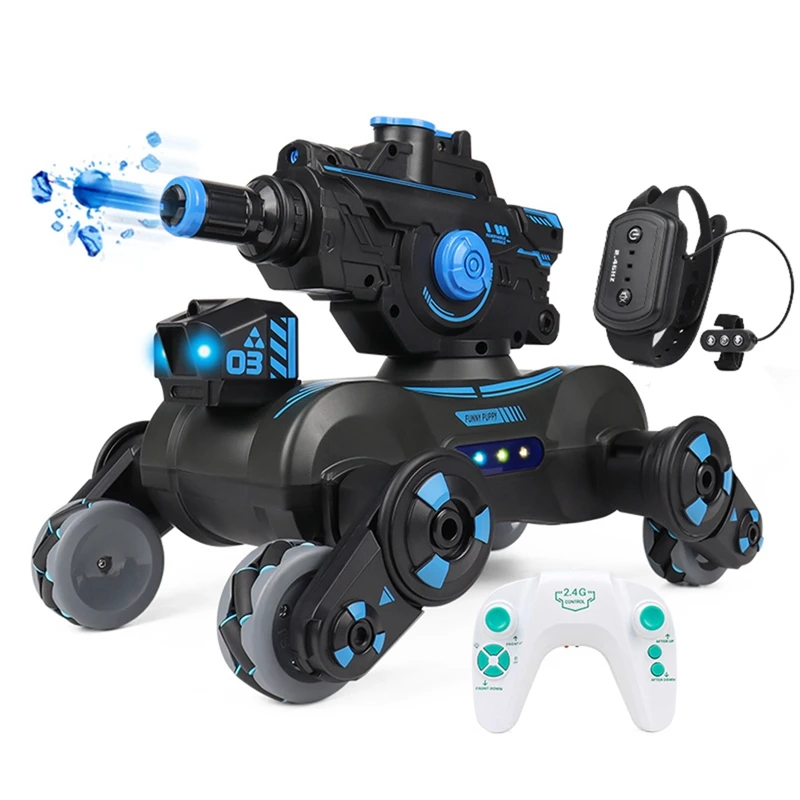 RC Auto Waterbal Robot Hond Spray Muziek Licht Afstandsbediening Gebaar Sensing 2.4G 360 Roterend Schieten Speelgoed