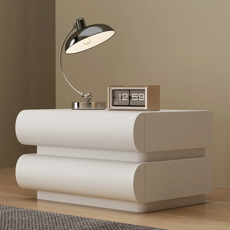 طاولات بجانب السرير كريمية فاخرة، خزائن جلدية بيضاء، أثاث غرفة النوم، طاولات بجانب السرير #3