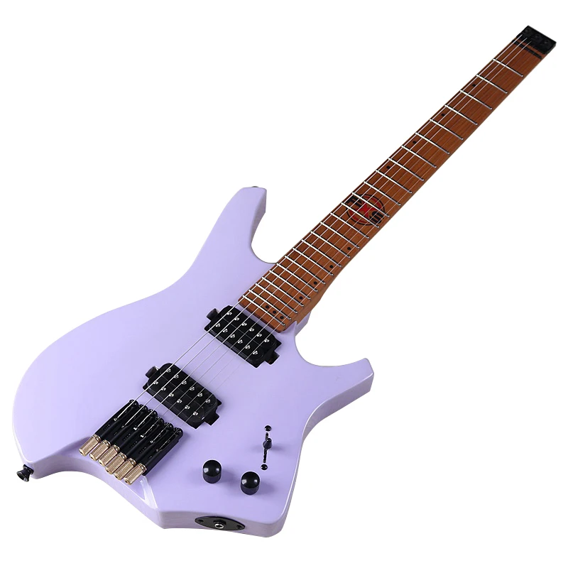 Headless Electric Guitar 30 Inch Travel Guitar Solid Basswood Body 6 String Mini Portable Guitar High Gloss And Matte