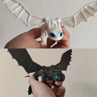 2025 3D Printed Toothless Black and White Flying Dragon Wings with Movable Joints Cool Simulation Eyes Children's Model Gift