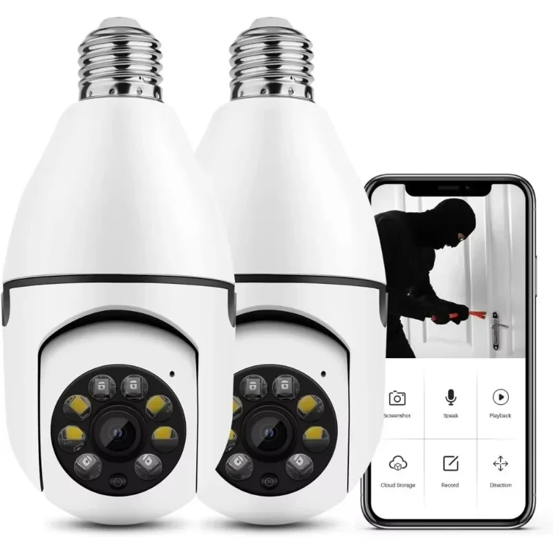 V380 Professional Wireless E27 PTZ Bulb Camera Auto Tracking 360 Wireless Hidden CCTV Security Bulb IP Camera with Memory Card
