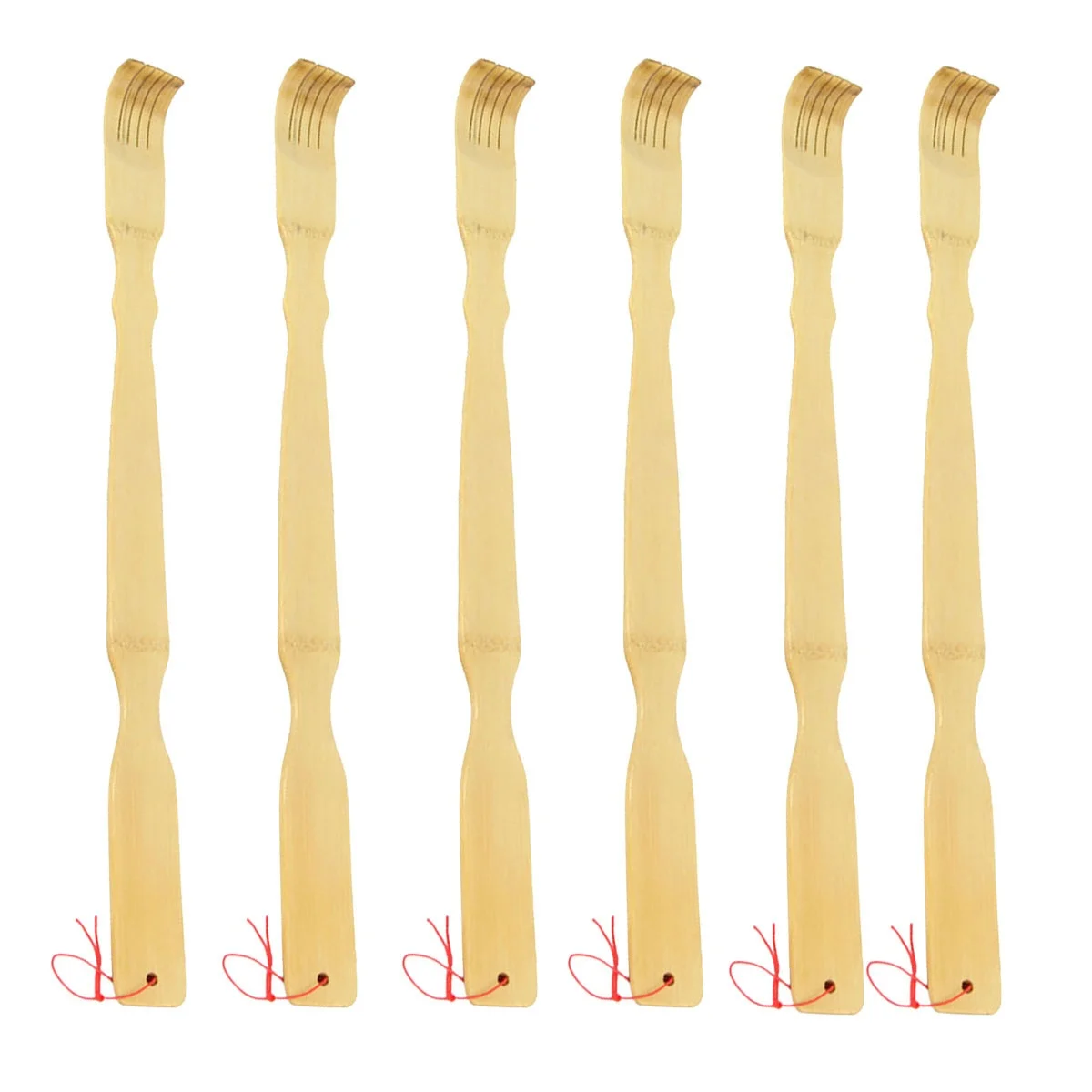 6 Pcs Strong Bamboo Back Scratcher Set – Long Handle Therapeutic Self-Massager for Itch Relief