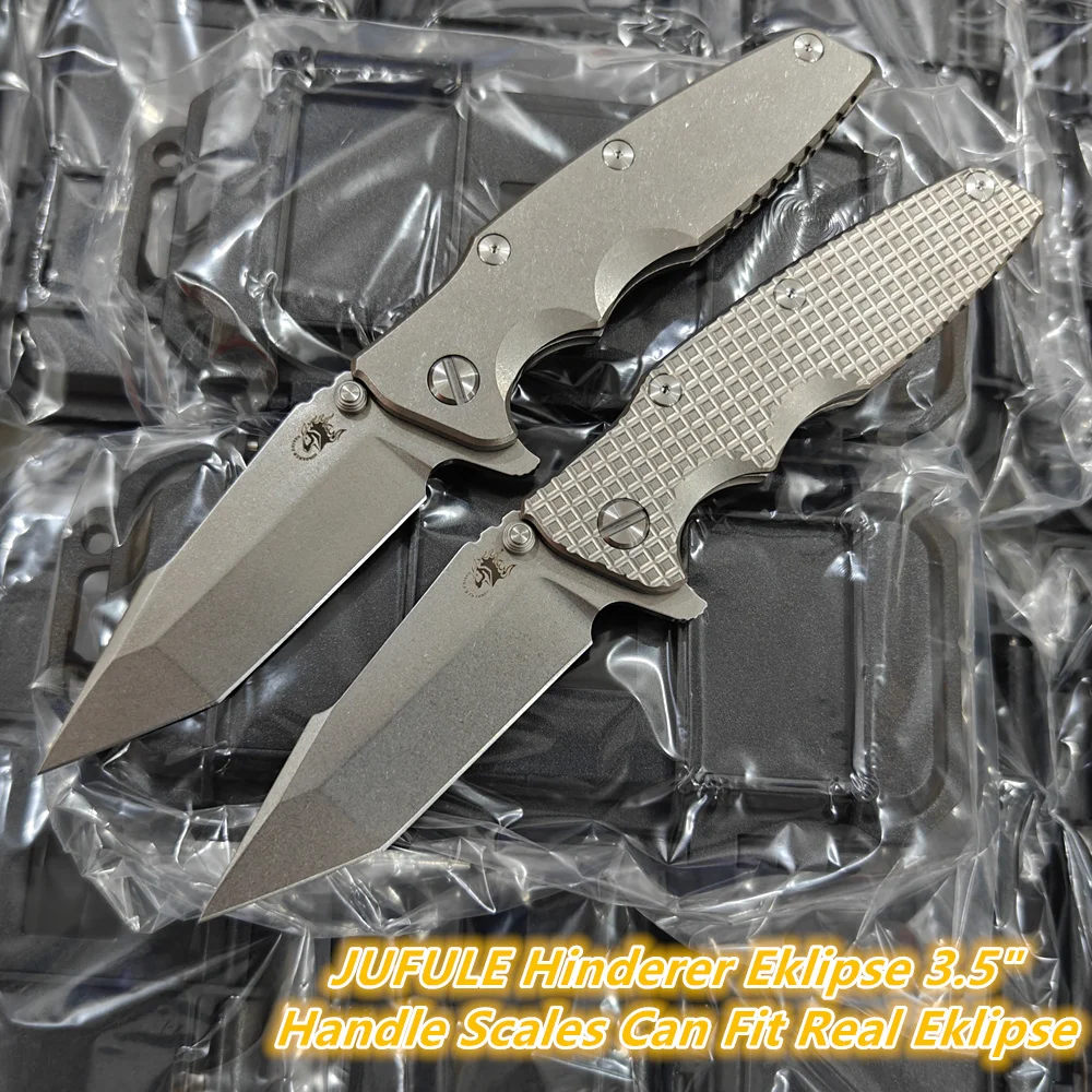 

Складной нож JUFULE Hinderer Eklipse с клинком 3,5 дюйма из стали N690, титановой рукоятью и керамическим подшипником, универсальный, для кемпинга, охоты, активного отдыха, EDC-инструмент