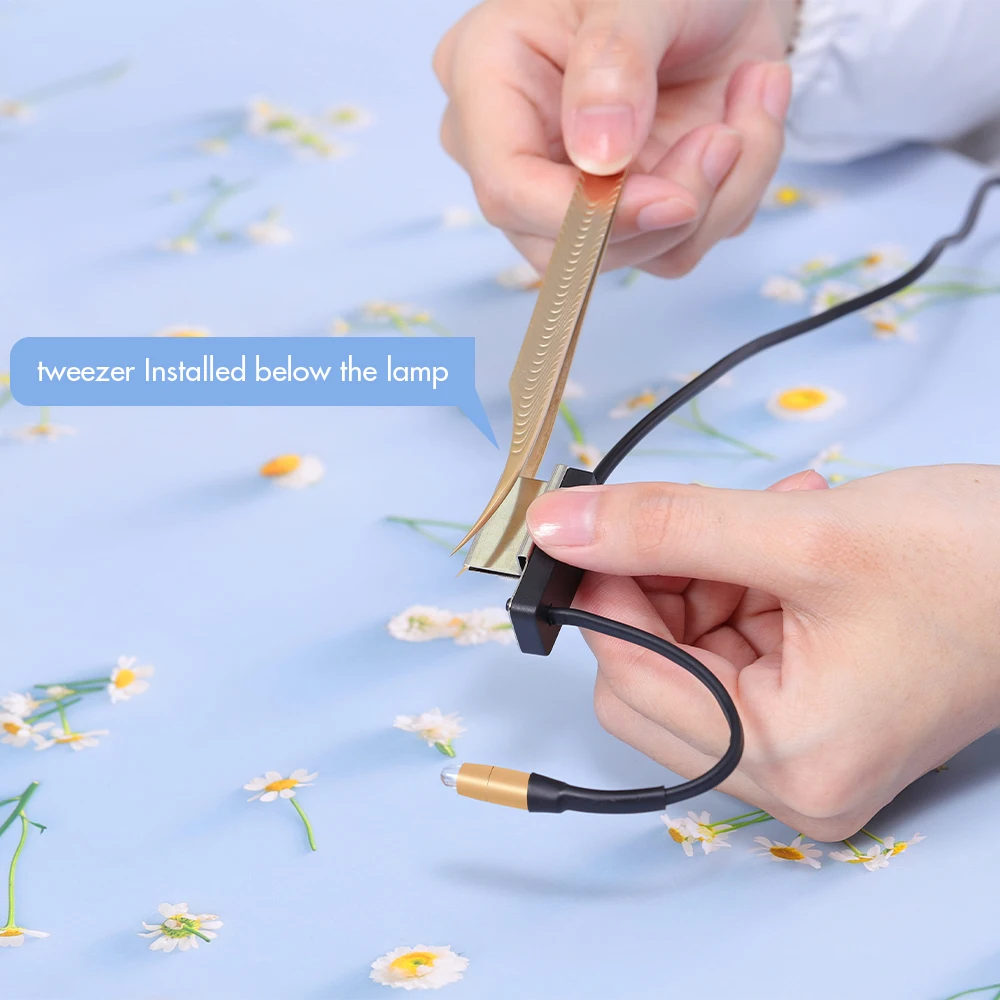 Pinky Leem Factory Beauty Narzędzie do Makijażu Sztuczne Rzęsy Ręczna Fioletowa Lampa UV do Rzęs z Klipsem do Pęsety