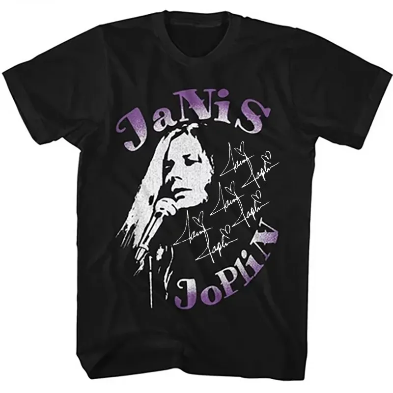 

Хлопковая футболка Janis Joplin On The Mic 100, черная, размеры от S до 4XL