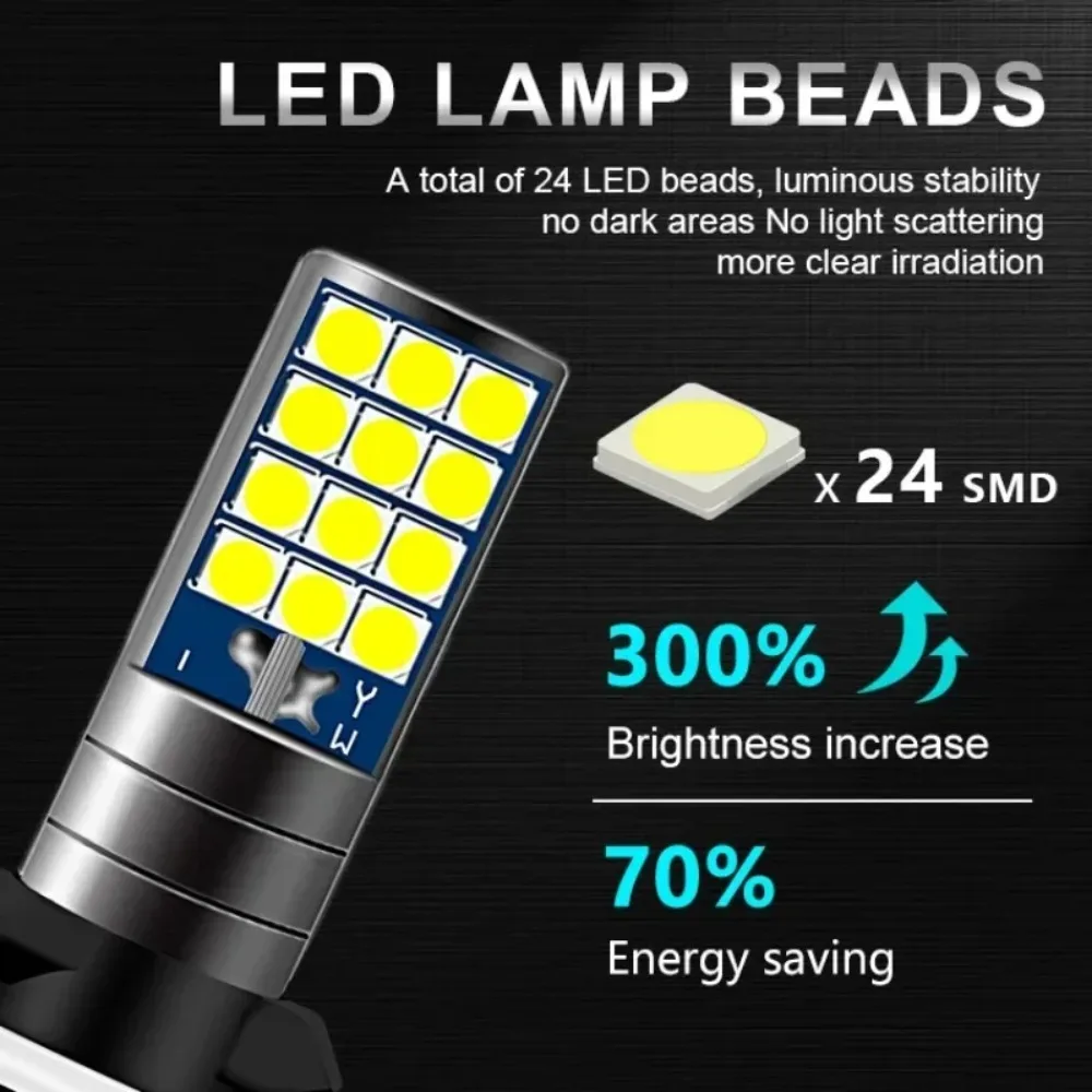 Multicolor H1 H3 H27 881 Fog Lights Bulb 3030 24SMD 2400LM Yellow Pink Green Blue Car Driving Running Lamp Auto Leds Light 12V view 4