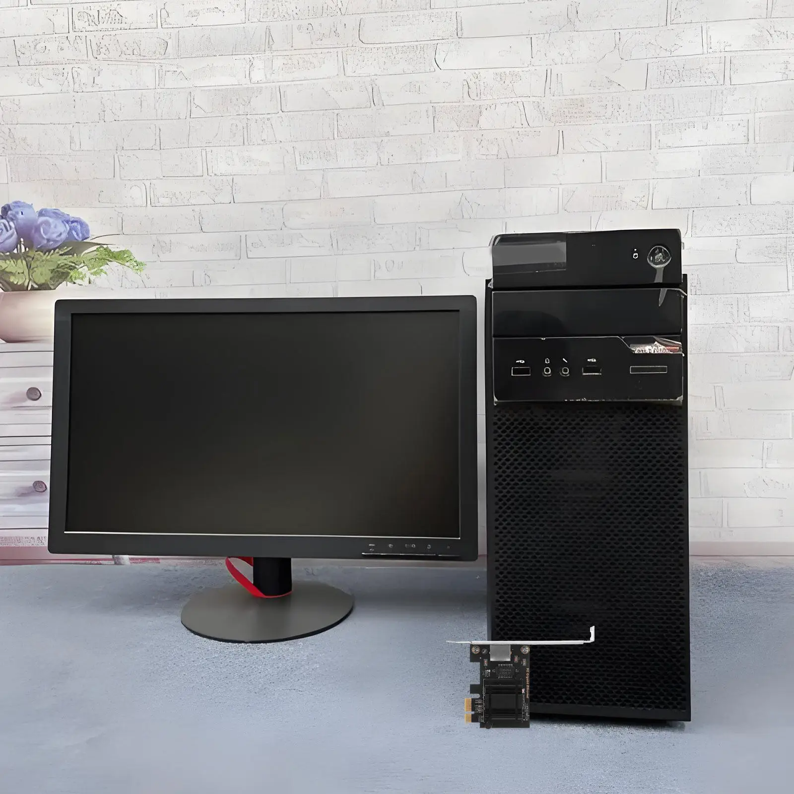 

5G гигабитная сетевая карта без дискового накопителя, интерфейс PCIe, чип RTL8126, Ethernet-адаптер для настольных ПК, для офиса и домашнего использования, металлический корпус