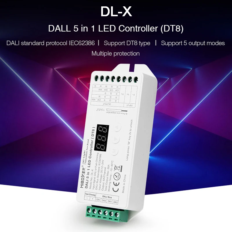 Miboxer  DALI 5 in 1 LED Controller DALI Dimming Control System(DT8) 86 Touch Panel DALI Bus Power Supply DIN Rail for LED Lamps