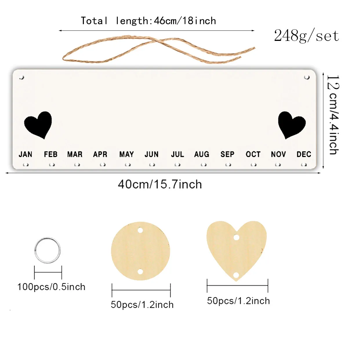 Wooden Hanging Birthday Reminder Board Crafted from Natural Wood with Rope Clips for Flexible Placement Home Office Wall 3