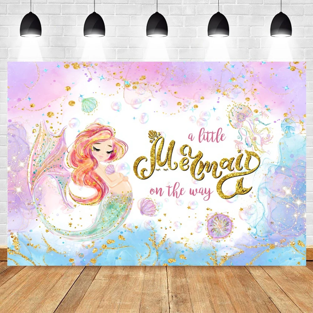 Задний фон для фотосъемки с изображением настоящей принцессы русалки на 1-й День рождения задний фон для фотосъемки в фотостудии с изображением хвоста русалки и морского дна