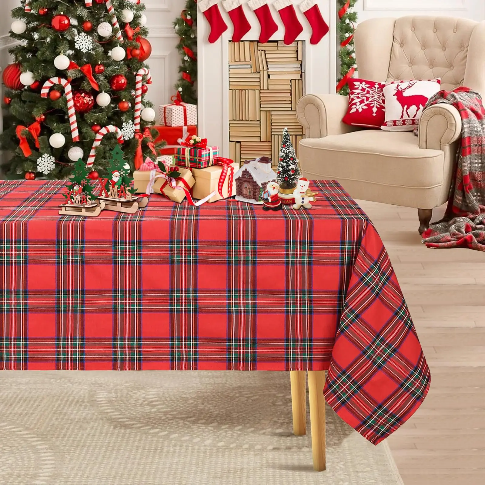 

Christmas Tablecloth Red Plaid 2025 New Year Table Cover Family Gathering Restaurant Photo Atmosphere Party Home Decorations