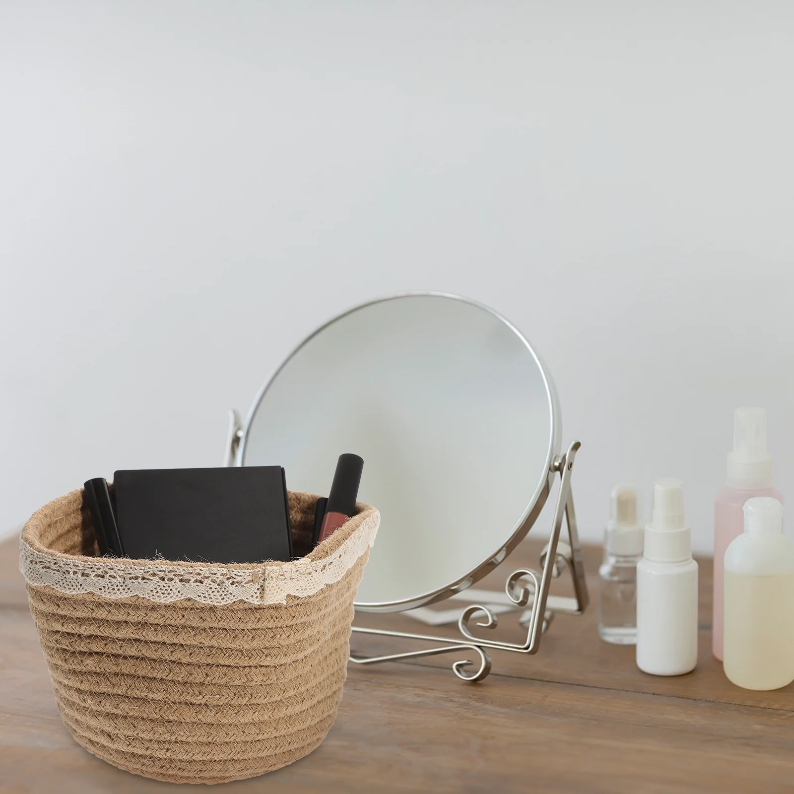 

Small Woven Storage Basket Rope Organizer For Home Decor Rustic Jute Basket Keys Toiletries Desktop Bedroom Bathroom Organizing