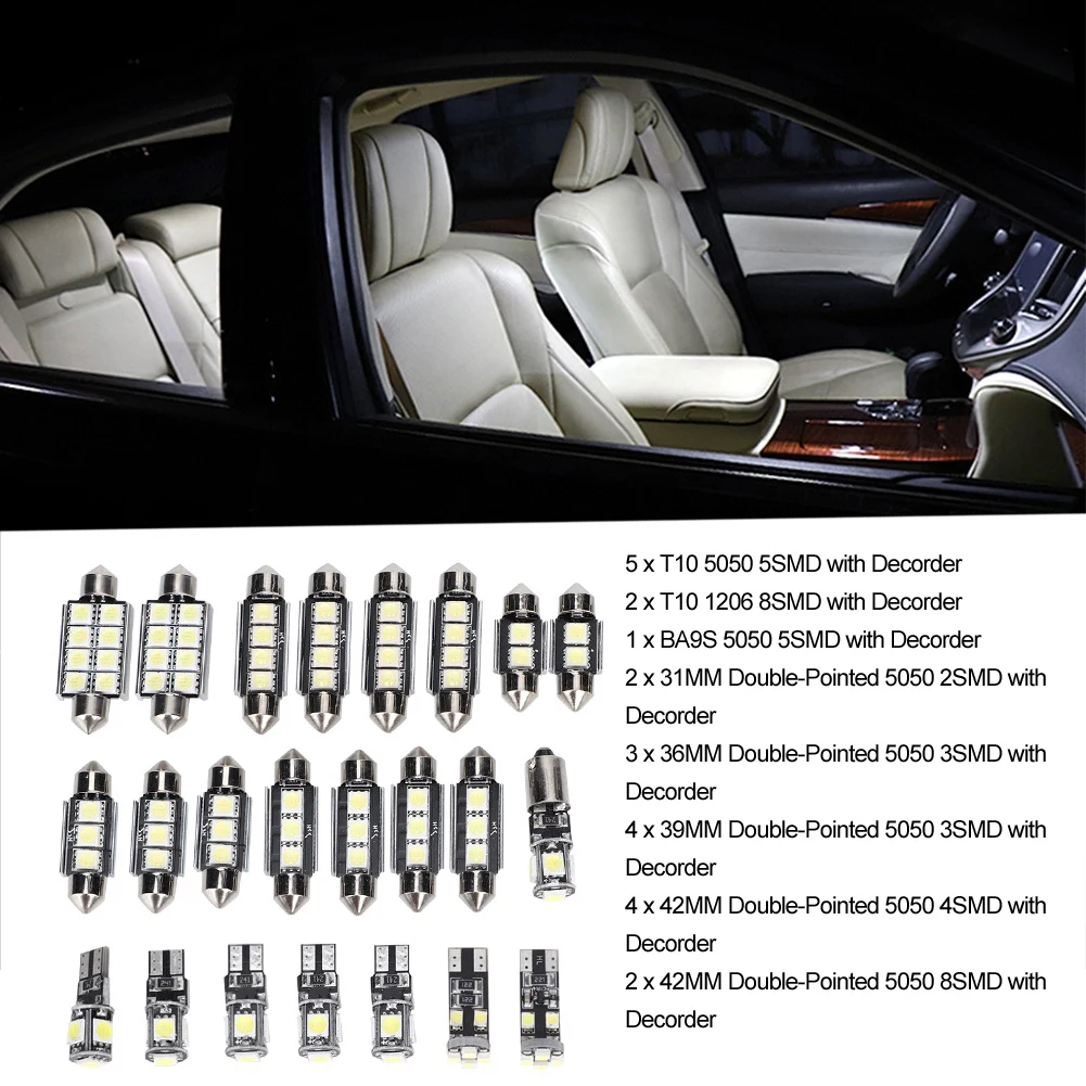 

23pcs 6500K 150LM 12V T10 SMD LED White Light Bulb 50000 Hours Life Span Auto Roof Lights For Car Reading Lamp