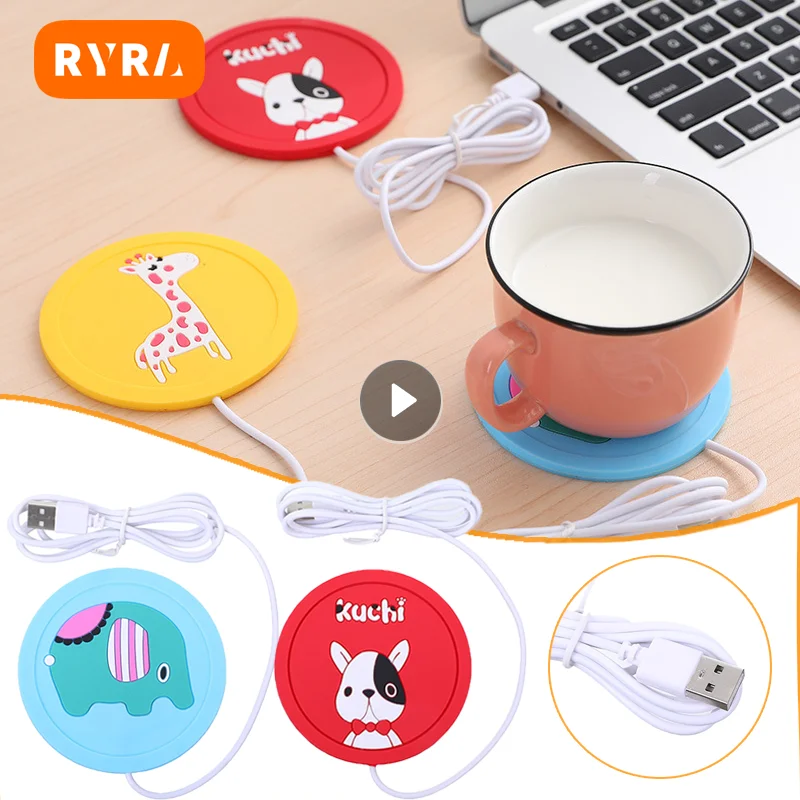 USB Warmer Gadget Cartoon Silicone Thin Cup Pad Coffee Tea Drink USB Heater Tray Mug Pad USB Charging Heating Coaster Nice Gift