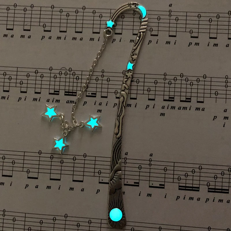 1/2pcs Luminous Moon Stars Bookmark Creative Vintage Retro Metal Book Marks Stationery