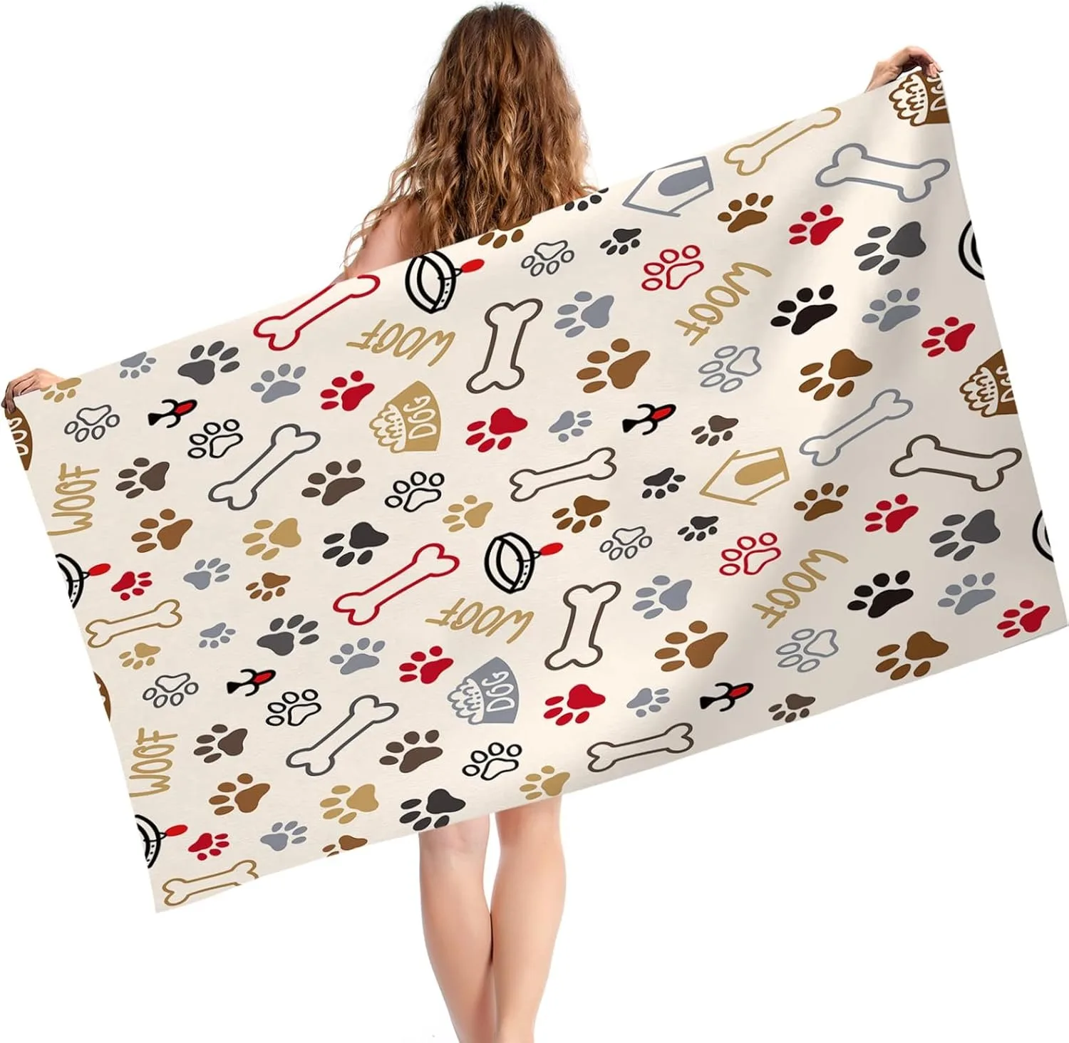Bone Dog's footmark Beach Towel for Family stuffs friend Gifts Quick-Dry For Bath Yoga Tourism Beach GYM Camping Swimming towels