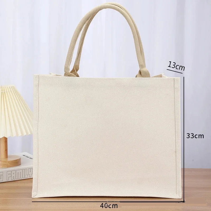 Canvas Bags Shopping bags Portable Tote Eco-Friendly Handbags Grocery Burlap Fabric Bag Coated Cotton Storage Cloth Bag for Gift