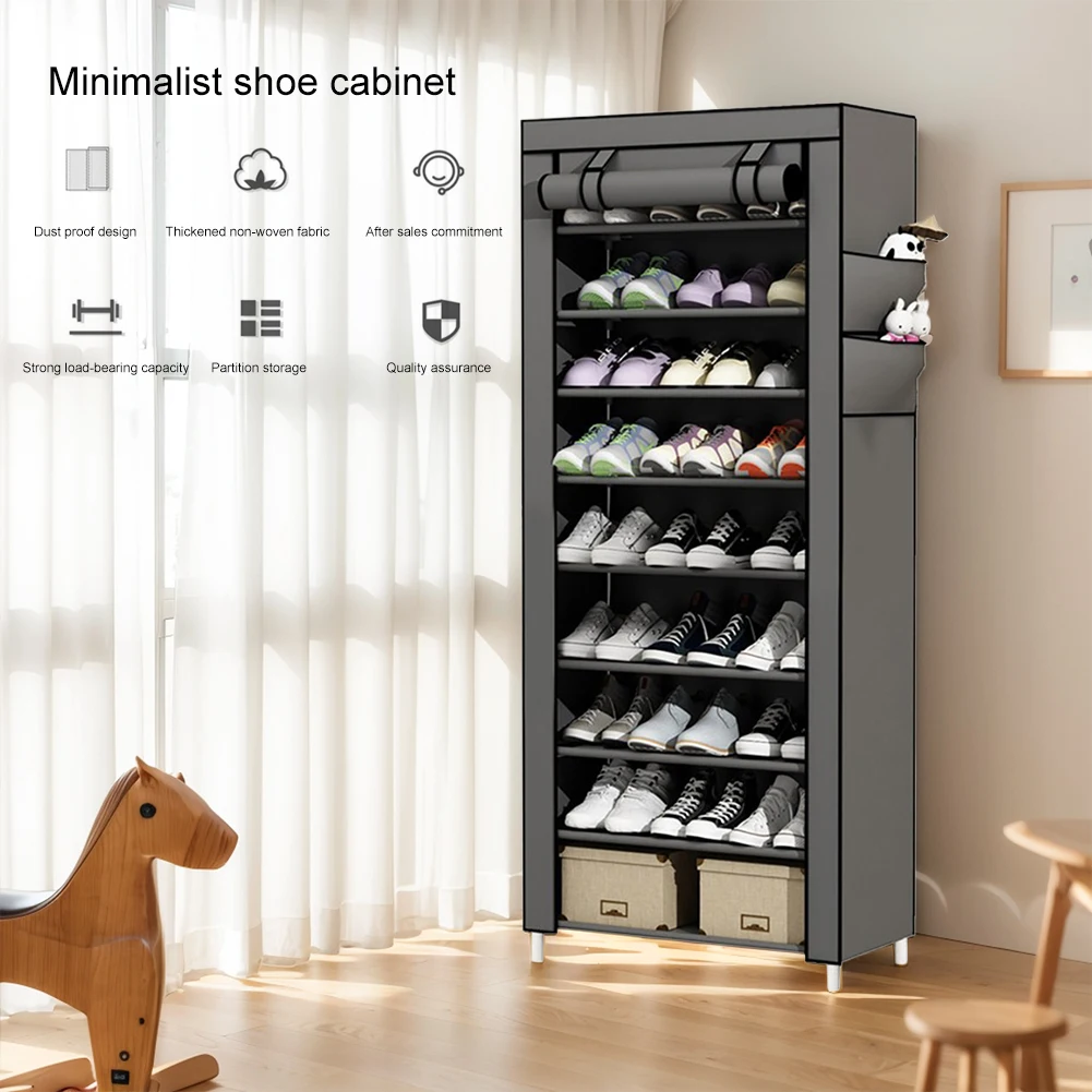 10 Layers Shoe Cabinet with Cover Dustproof Shoes Storage Rack Space Saving Storage Organizer Holder Home Furniture Shoe Rack