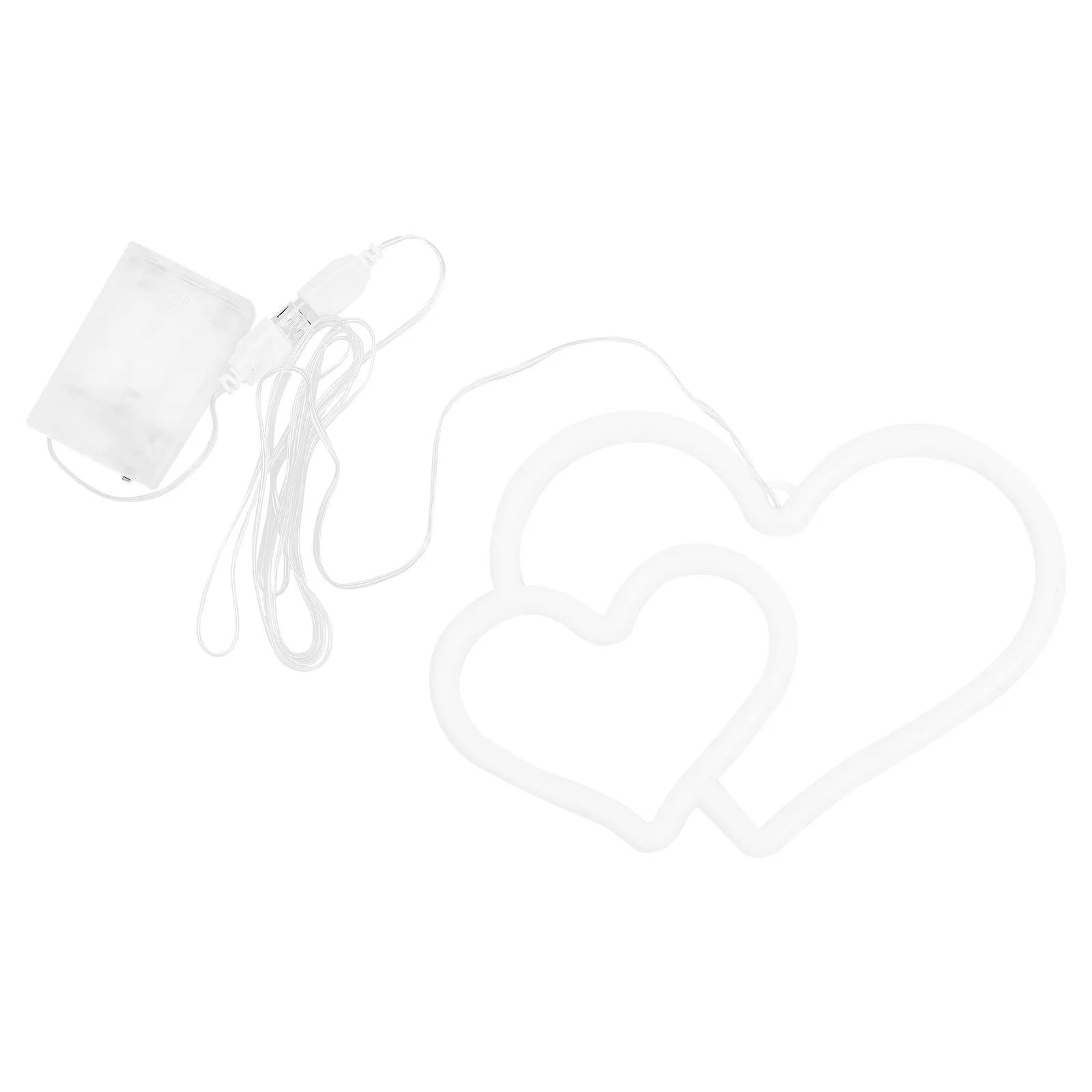 Double Heart LED Neon Sign Night Light USB Battery Powered Creative Neon Lamp for Indoor Decorative Night Lamp Home Party Light