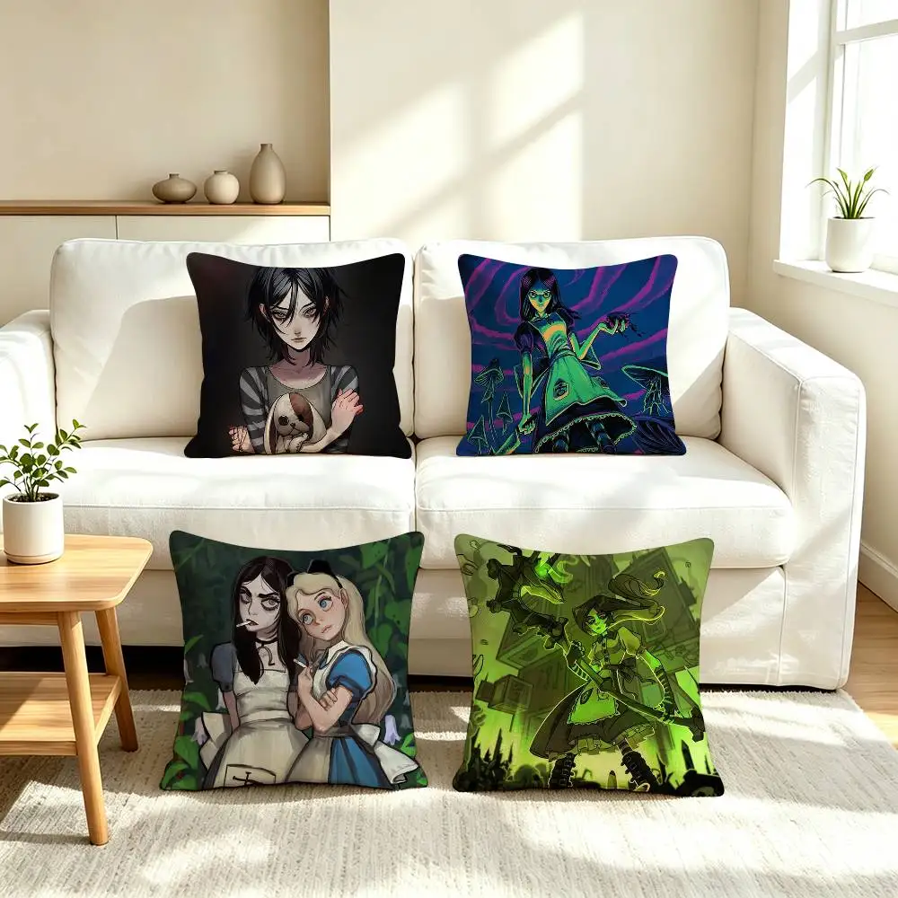 A-Alice Madness R-Returns Game  Square Double-Sided printed Pillow Case Bedroom Bedside Pillow Sofa Cushion Cover