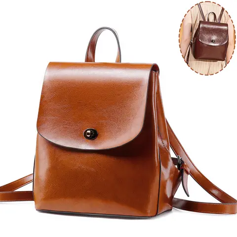 Sac à dos en cuir de vachette véritable pour femmes et filles, sac à dos étudiant, sac de livre, sac à dos en cuir de vachette, sac à dos de jour, mode vintage, décontracté, femme
