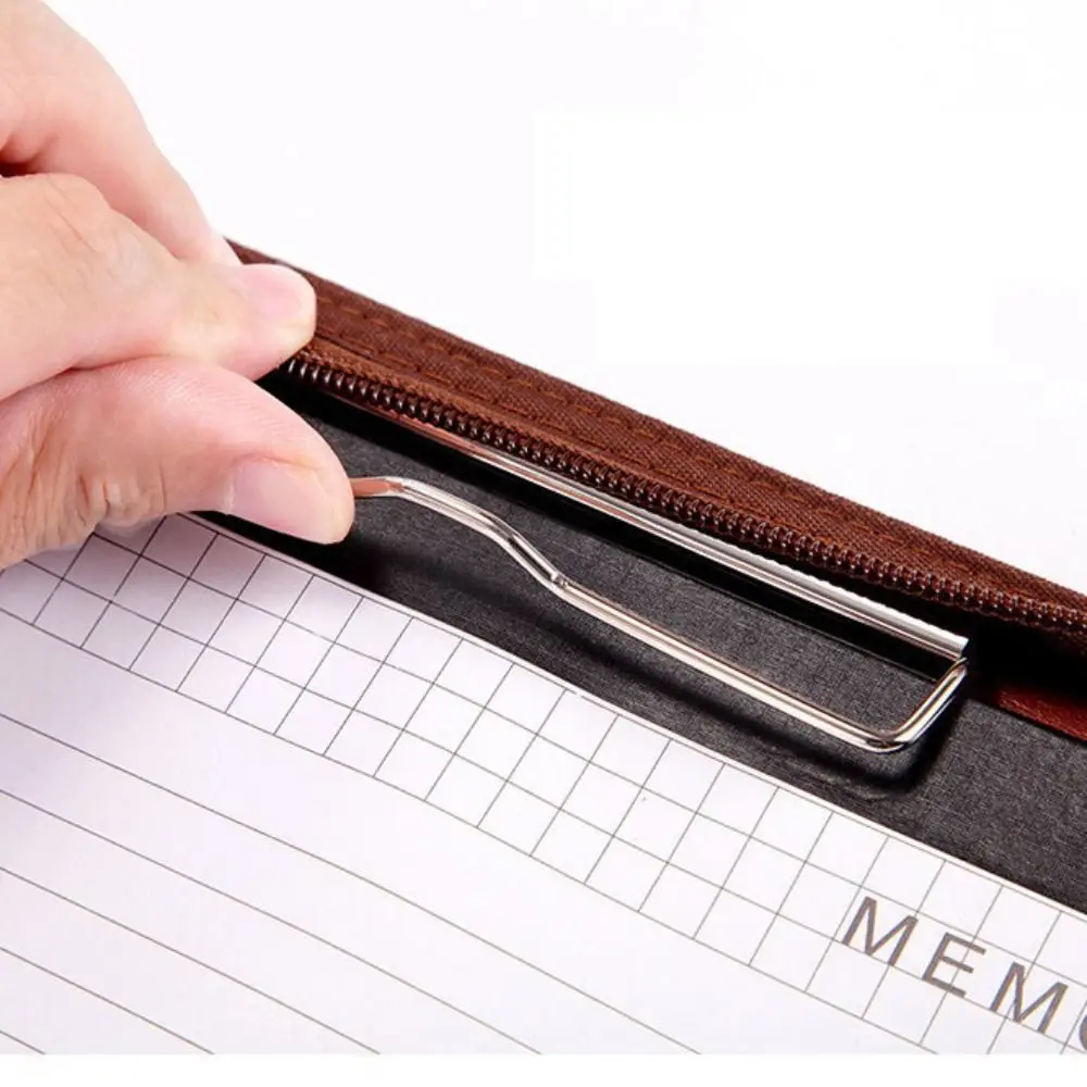 المحمولة بو الجلود A4 مجلد ملفات سستة حقيبة حامل بطاقة القلم إدراج حقيبة أعمال سستة إغلاق مذكرة الوسادة كليب المؤتمر #1