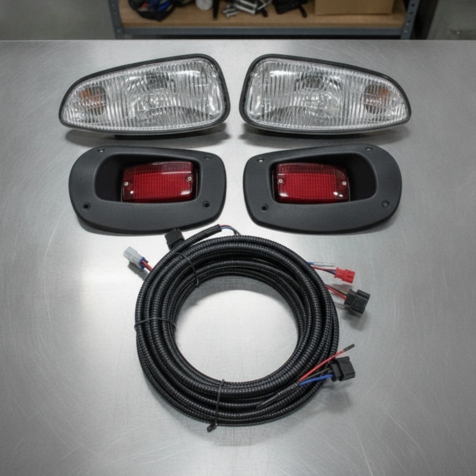 Golf Cart Headlight and Taillight Kit 12V Golf Cart Light Kit Lighting Replacement Weatherproof for Neighborhoods