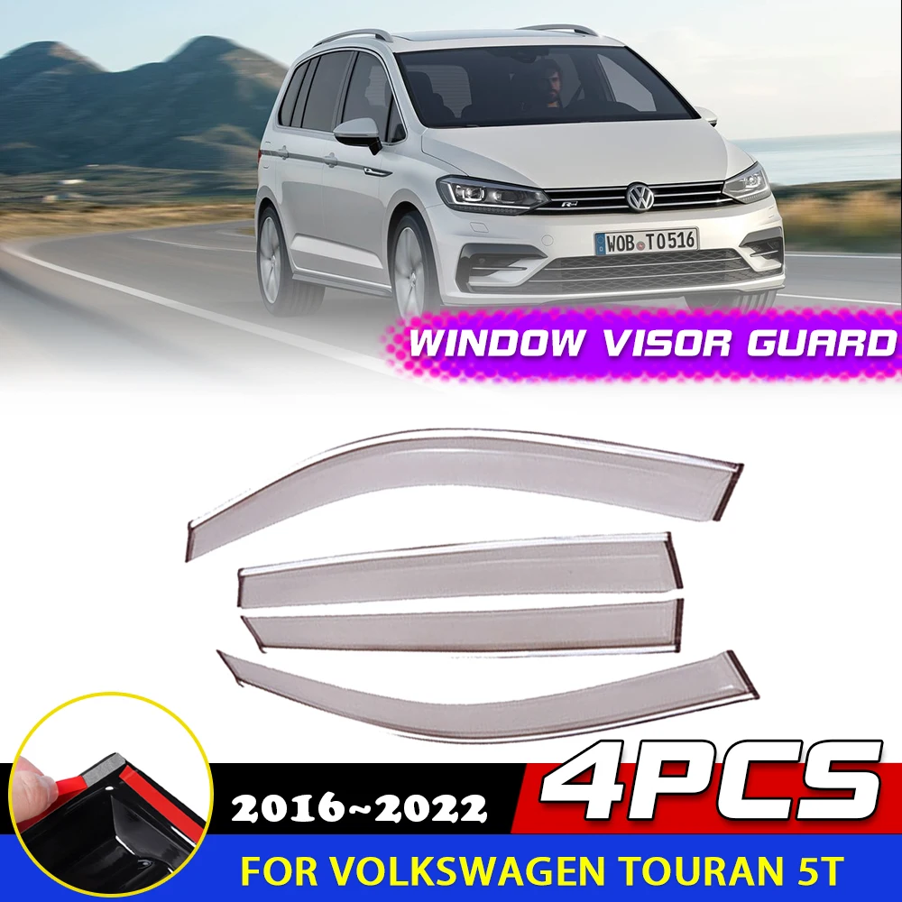 Car Windows Visor for Volkswagen VW Touran 5T 2016~2022 2017 Awnings Shelters Sun Deflector Rain Eyebrow Guard Cover Accessories