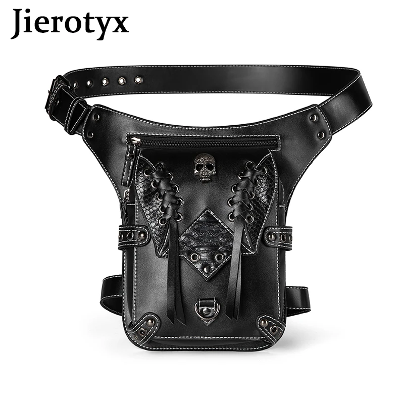 JIEROTYX Vintage Steampunk Motorcycle Leg Bag Women Water Repellent Rock Gothic Biker Bags Packs Victorian Drop Leg Pouch