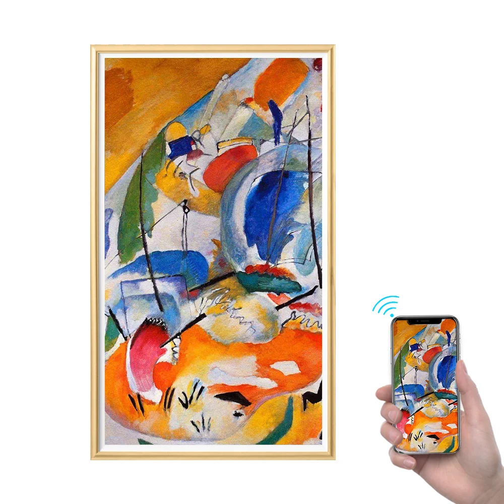 65 Inch Art Nft Display Digit Photo Frame,Wood Frame With Wifi APP Digital Picture Frames
