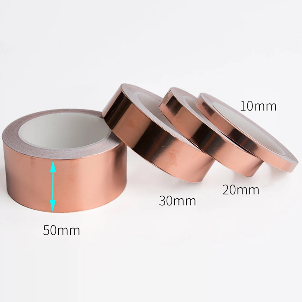 

50mm Wide Copper Foil Tape with Conductive Adhesive for Guitar and EMI Shielding, Crafts, Electrical Repairs, Grounding