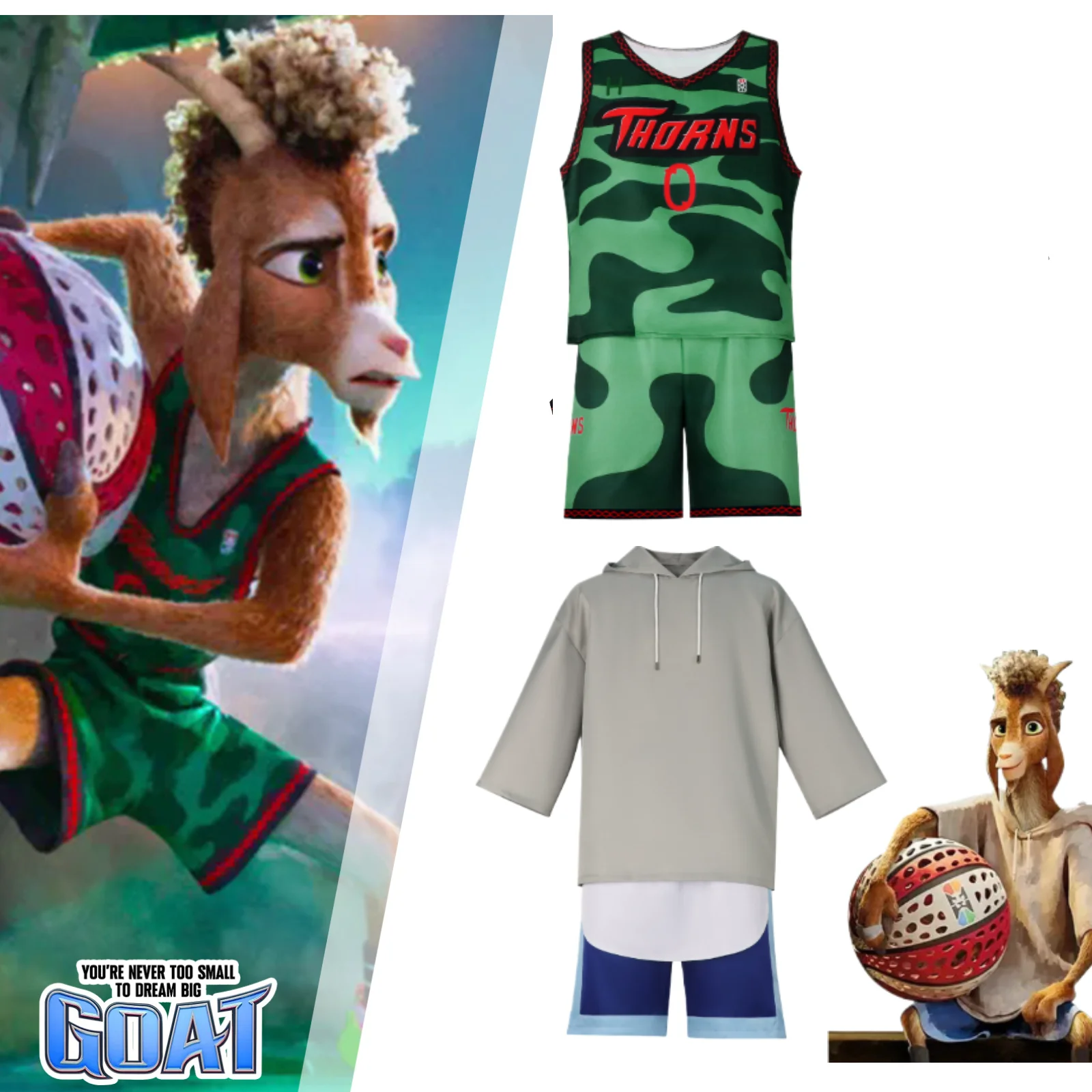 

Miracle Dream Team Goat Will Cosplay Costume Daily Gray Outfit Halloween Basketball Green Tank Top Set Anime Cosplay Wear