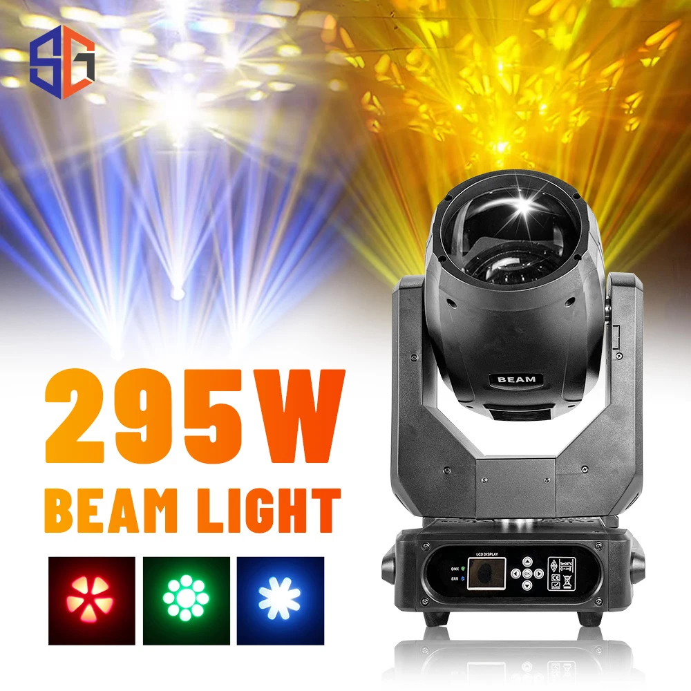 

295W 9R Sharp Beam Moving Head Light Gobo Double Prisms DMX Control For DJ Disco Performance Stage Lighting Projector DJ Party