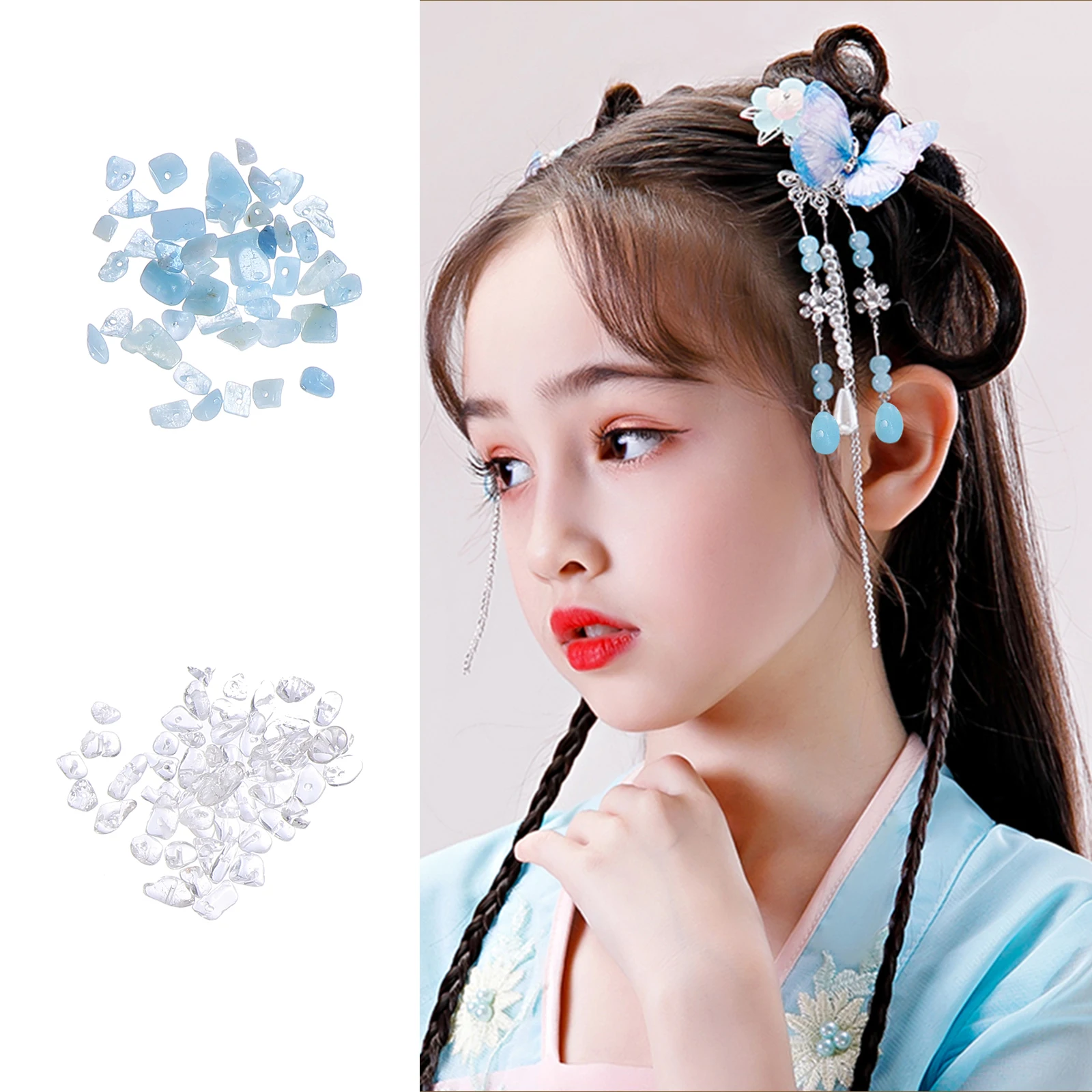 

110 Pcs Gravel Natural Stone Crystal Stone Beads Smooth Chips DIY Jewelry Making Supplies Gemstone Bracelet Pendant