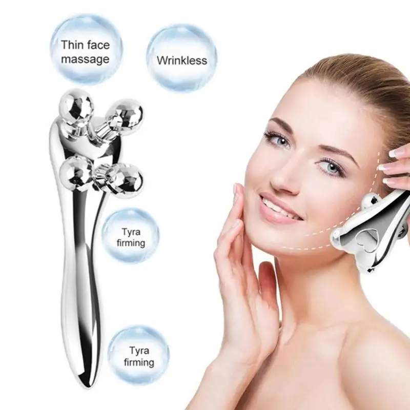 

1 Pcs 4D Roller Face-lift Wrinkle Silver Y Shape Roller Facial Eye Neck Muscle Relaxation Slimming Massager Relaxation Tools