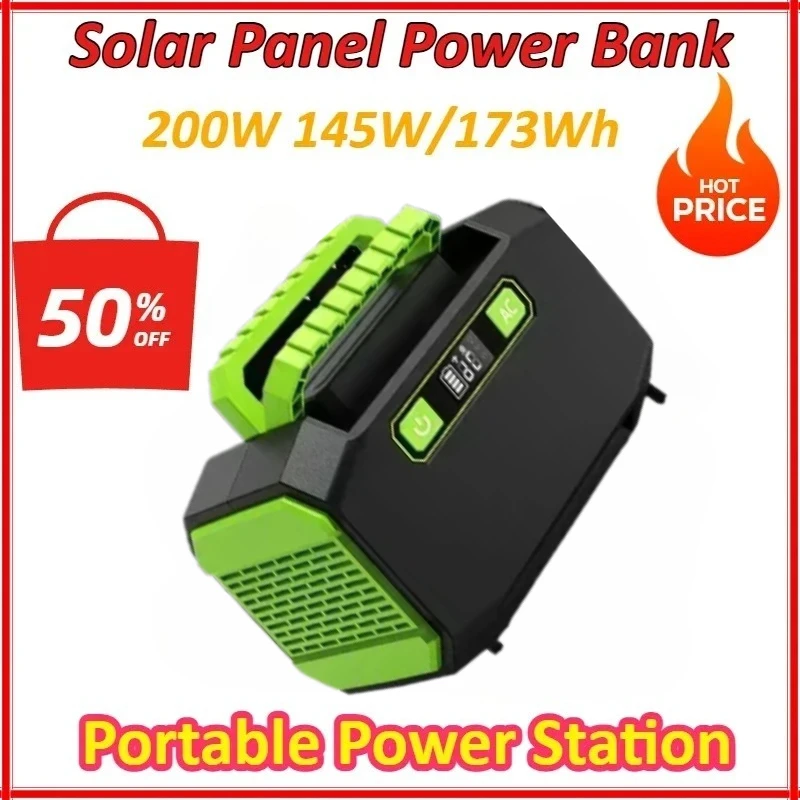 

220V/110V 39Ah 200W Portable Power Station 145W/173Wh Solar Generator Outdoor Emergency Mobile Power Bank for Camping Power LED