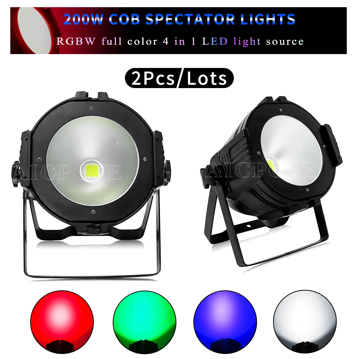 

2Pcs/Lots RGBW 4 in 1 200W COB LED Spotlight Cool Warm White DMX Control For DJ Disco Projector Church Market