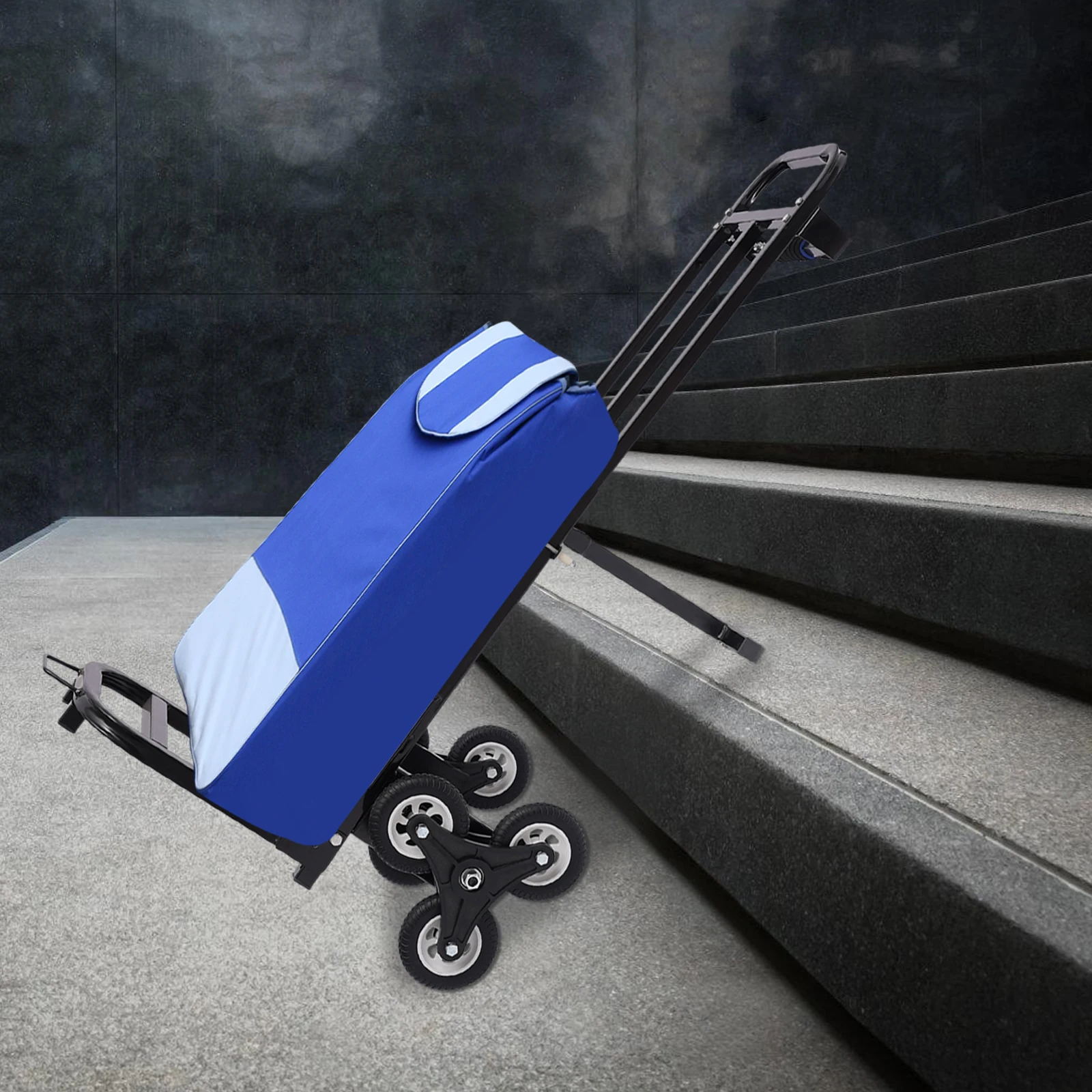 Sturdy Stair Climbing Cart, Adjustable Armrest, 6 Rear Wheels, Foldable Design for Efficient Moving