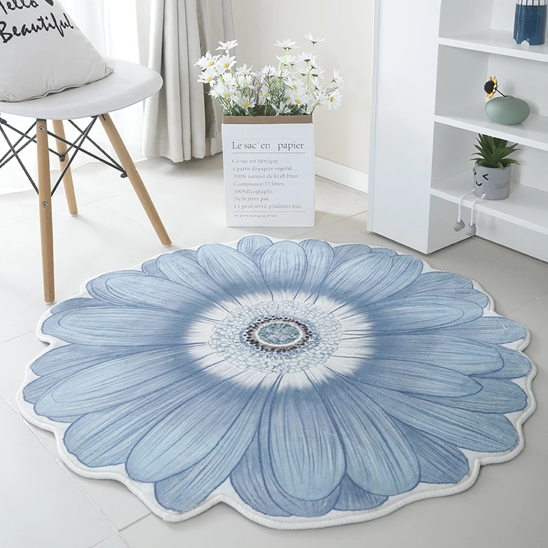 Irregular Shaped Flower Living Room Decoration Carpet Minimalist Floral Rugs for Bedroom Fluffy Soft Bedside Rug Thick Plush Mat