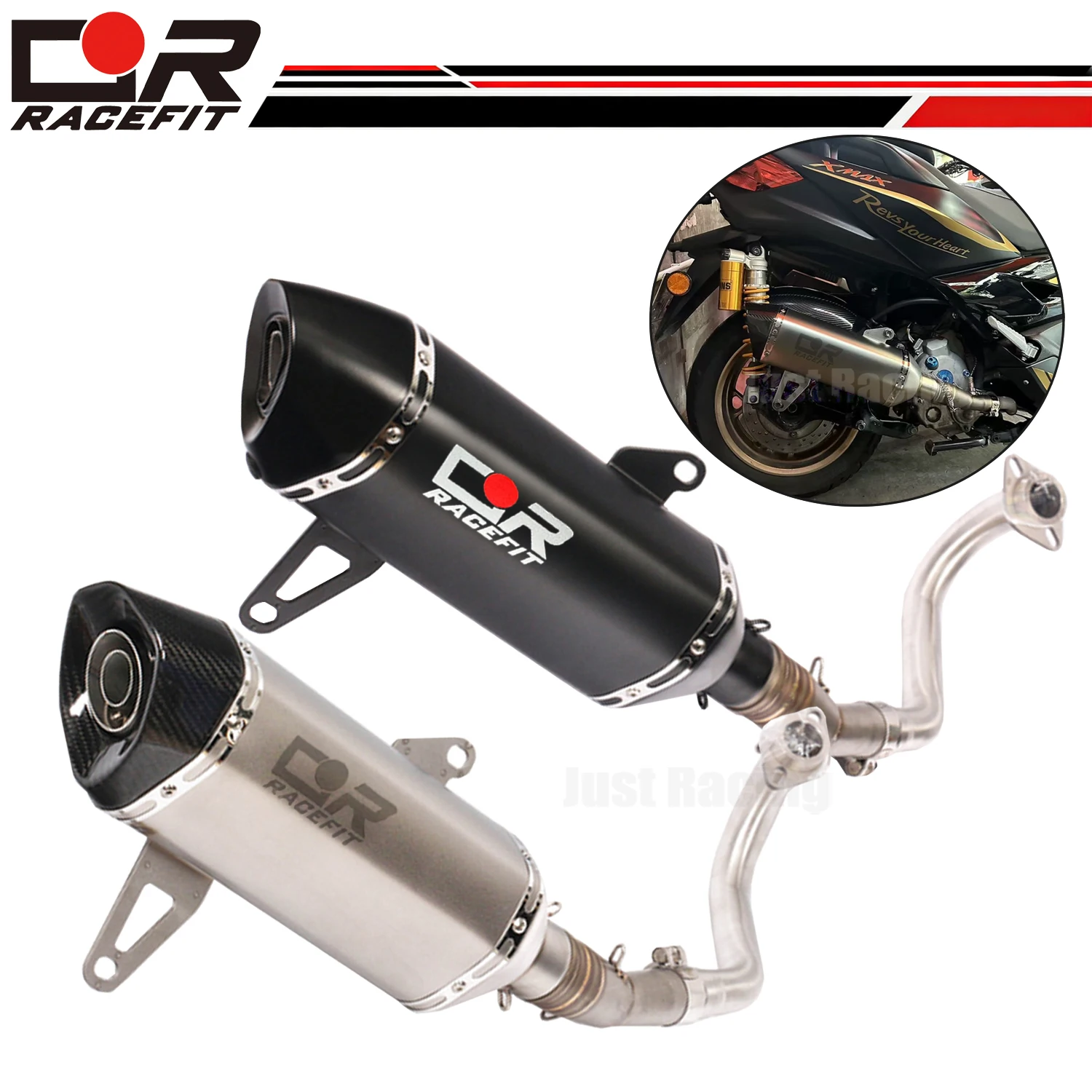 Titanium alloy Exhaust Front Mid Link Muffler Pipe Slip On 51mm For Yamaha XMAX 250 300 xmax250 xmax300 2015-2024
