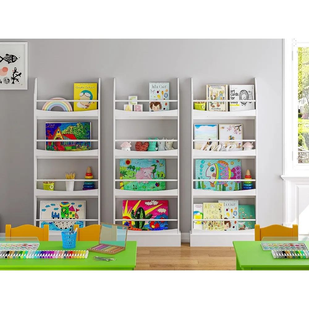 Kids Bookshelf,4 Tiers Children's Bookcases and Storage, Kids Bookcase Rack Wall for Bedroom,Study Living Room