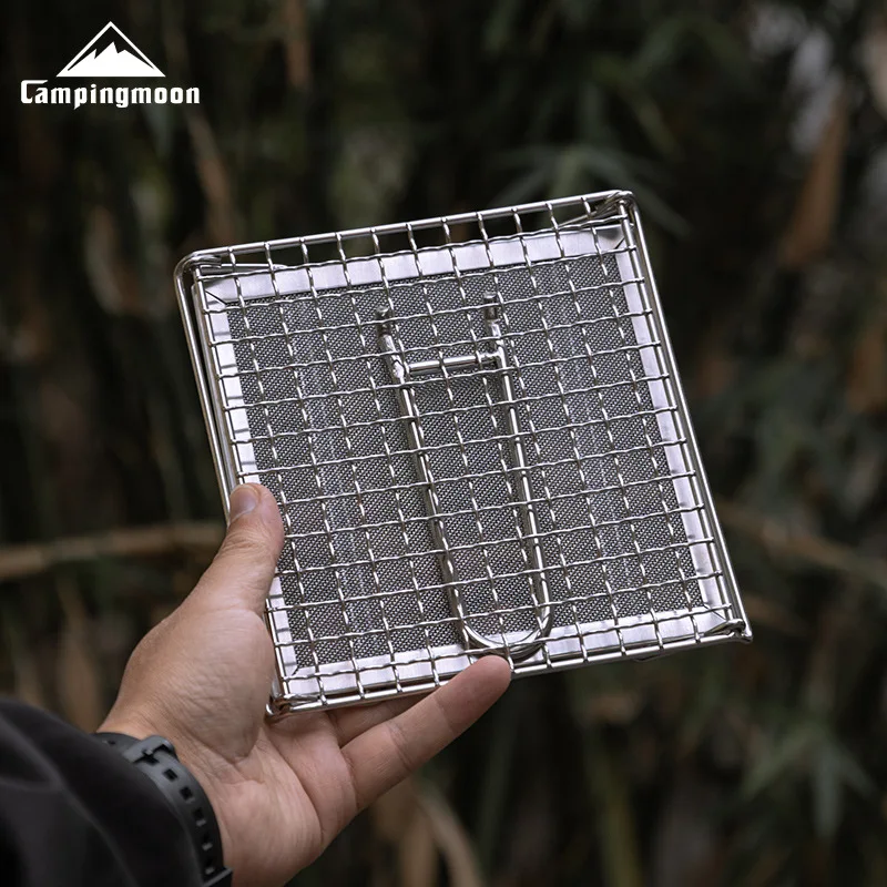 

CAMPINGMOON US-1615 Складная решетка для гриля из нержавеющей стали 304 для кемпинга, равномерная сетка для выпечки, сетка для газовой плиты в форме карточки