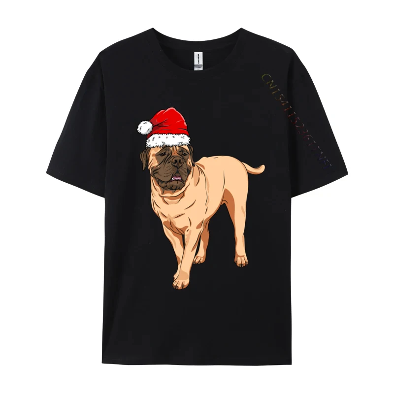 Bullmastiff Santa Hat Xmas Bullmastiff Dog Lover Christmas T Shirts Men Tee Shirts Party T-Shirts For Men Tops New Clothes