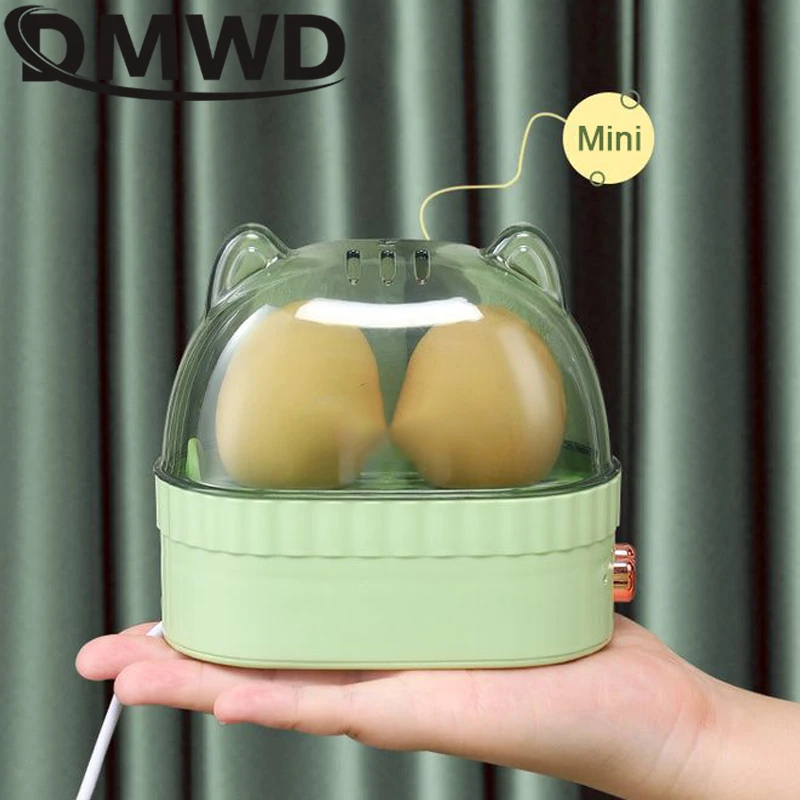 DMWD-hervidor de huevos eléctrico de 120W, cazador furtivo con apagado automático, Mini máquina de desayuno, cocinas de huevos, vaporizador de alimentos portátil de 2 huevos de 220V