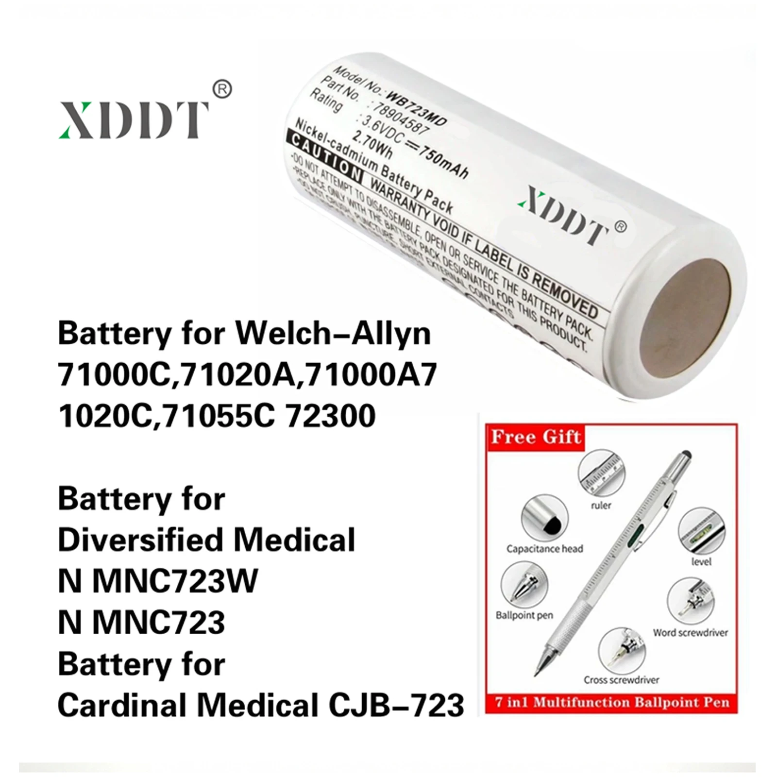 Medical Battery For Welch-Allyn 78904587 901122 71000C 71020A 71000A 71020C 71055C 72300 Cardinal Medical CJB-723