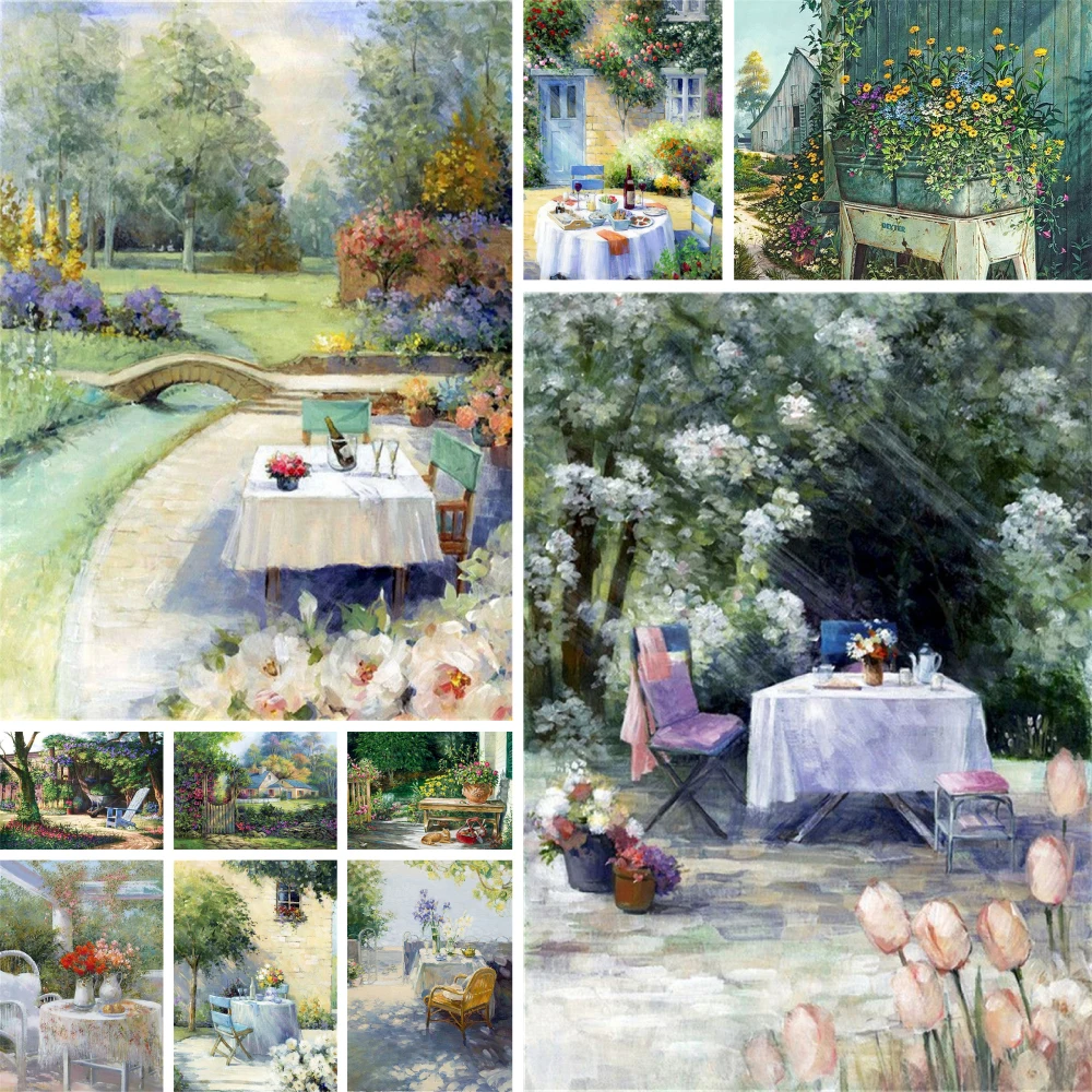 House Garden Cartoon Paint By Numbers Set colori acrilici 40*50 Paiting By Numbers Loft Wall Picture Crafts For Adults Handiwork