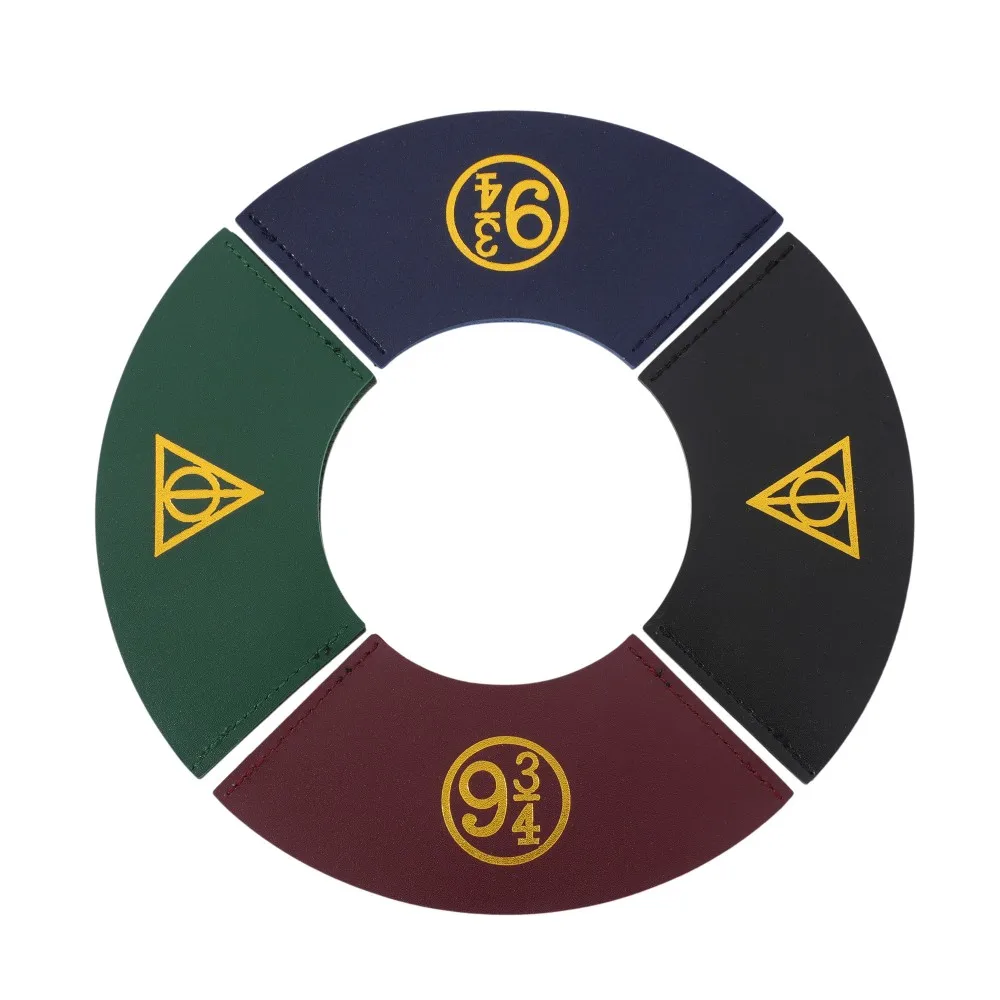 Marcador protector de esquina de libro circular con temática Magic Academy, diseño de 9 tres cuartos y reliquias de la muerte, libro de cuero cerámico