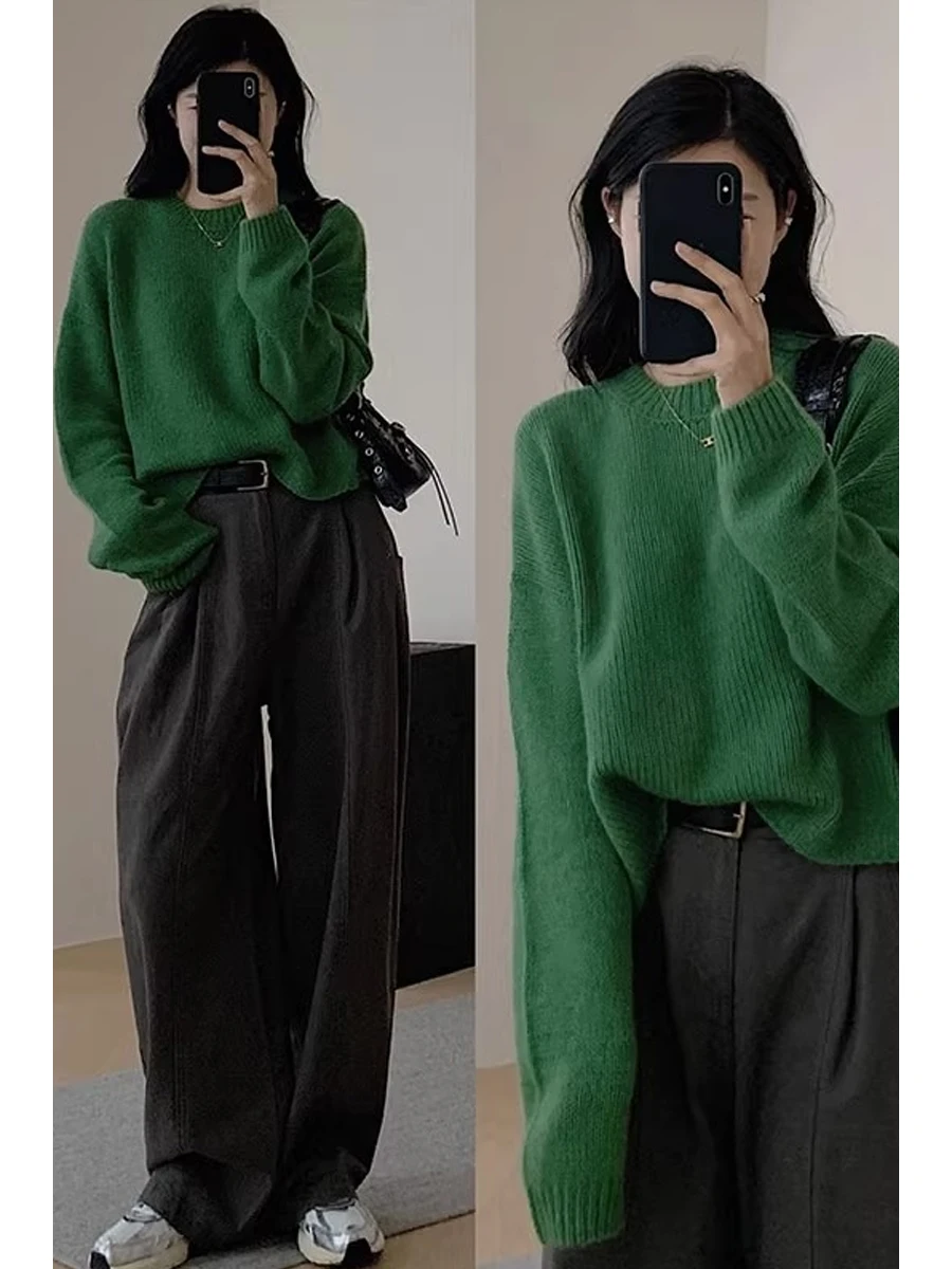 

Loose Fit round Ne Bear Fur Sweater Women's Autumn Winter High Quali Inner Wear ort Top een Korean Sle Knitted irt